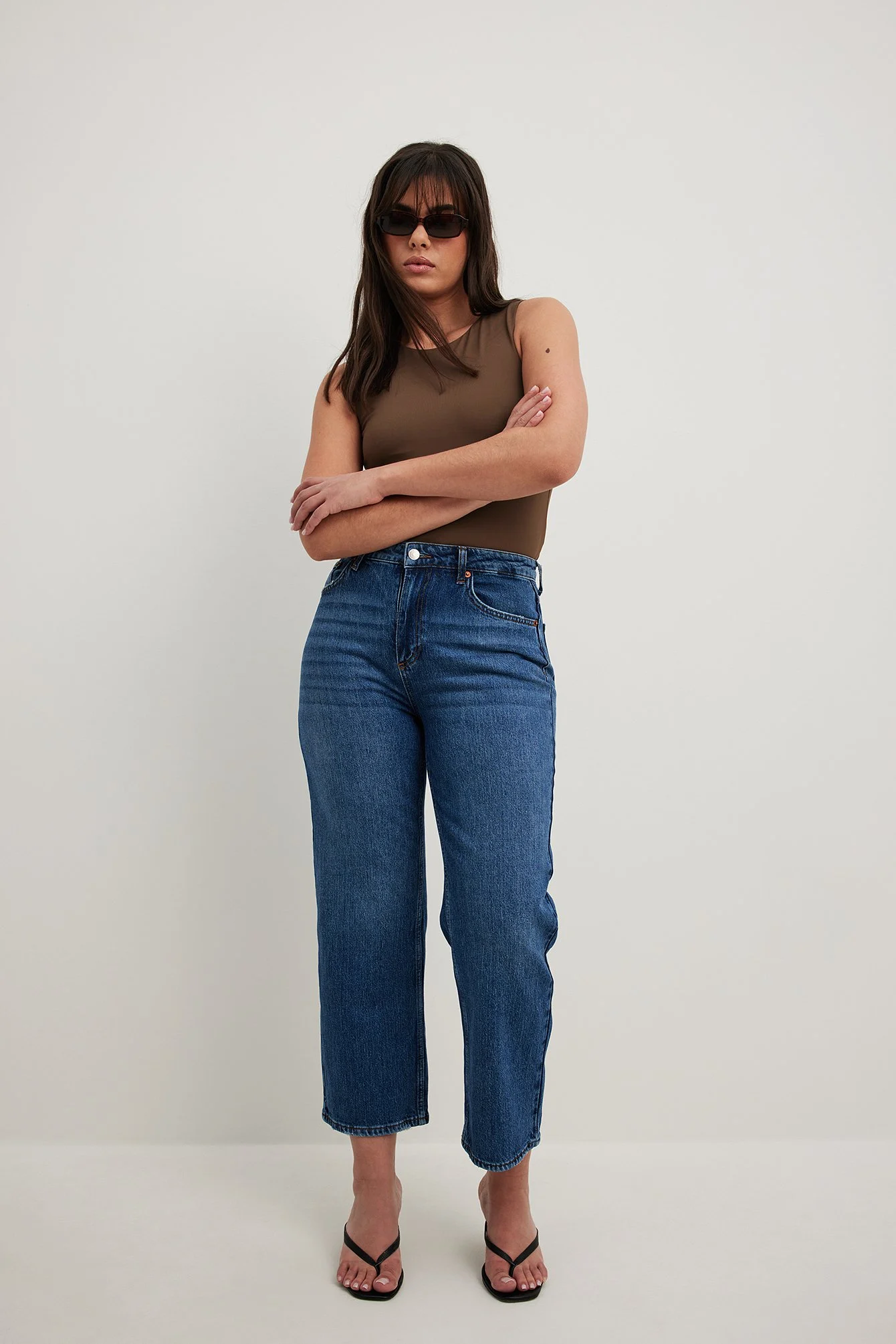 Hochgeschnittene Cropped-Jeans