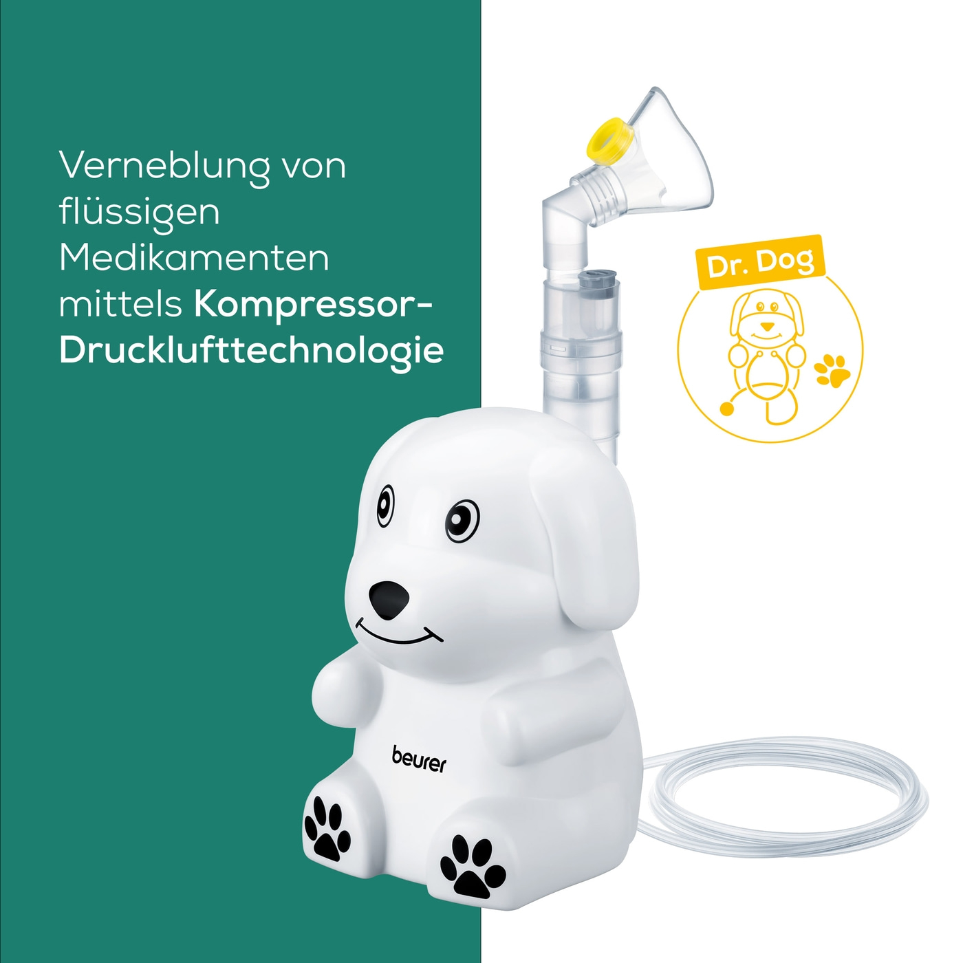 Beurer Inhalator IH 24 Kids-Kinder Inhalator in süßem Hundedesign mit Kompressor-Drucklufttechnologie