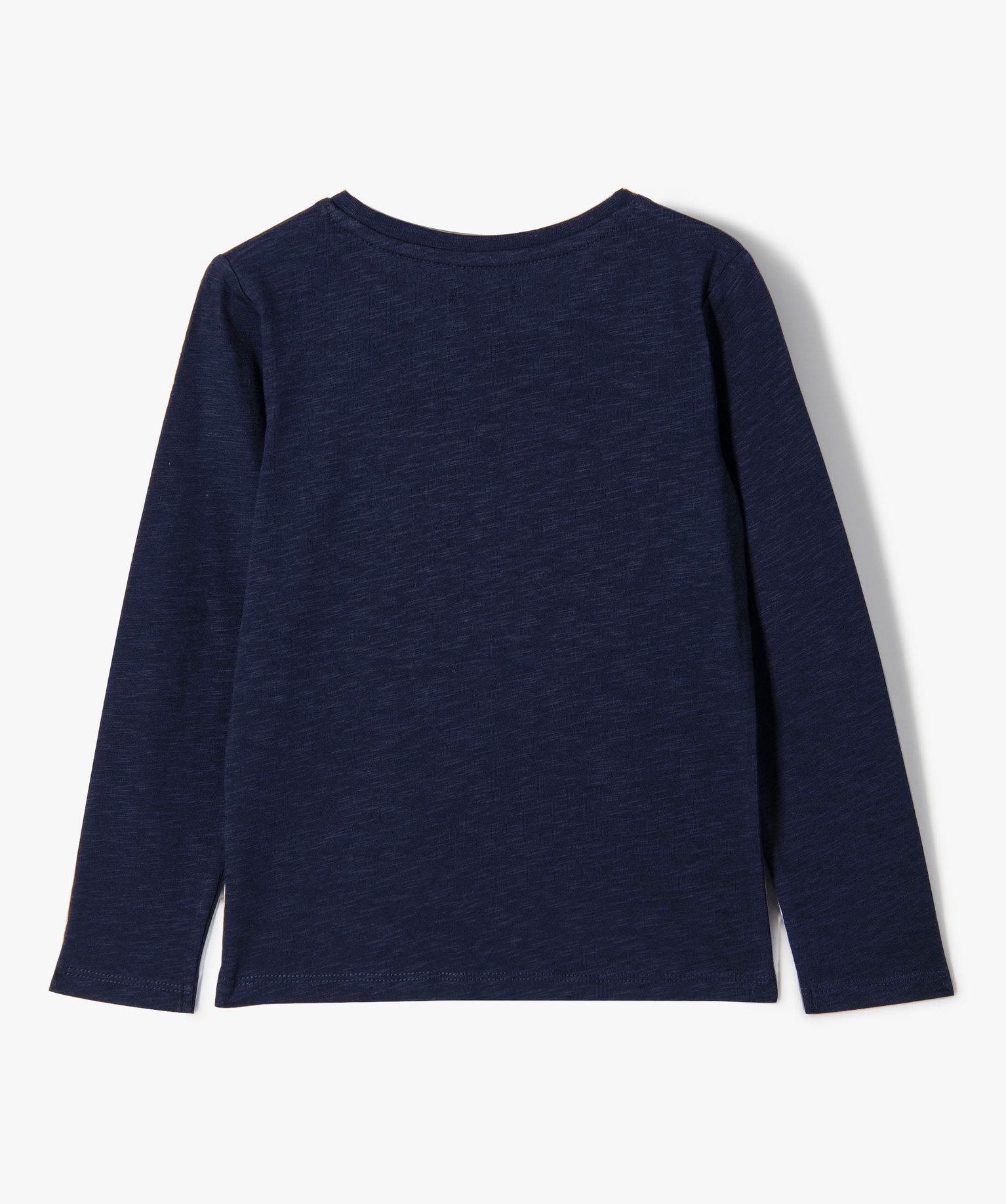 Tee-shirt à manches longues avec motif brodé fille marine | GEMO