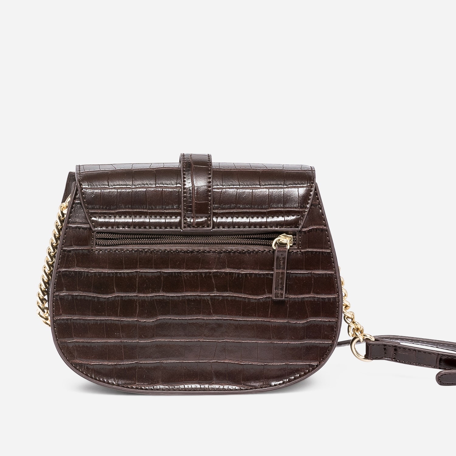 Sac bandoulière marron embossé croco