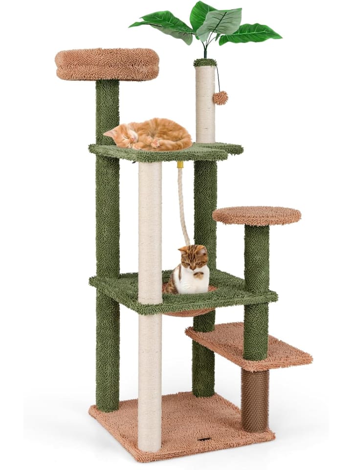 COSTWAY 152cm Kratzbaum mit Kunstpflanze in Grün günstig kaufen onesize