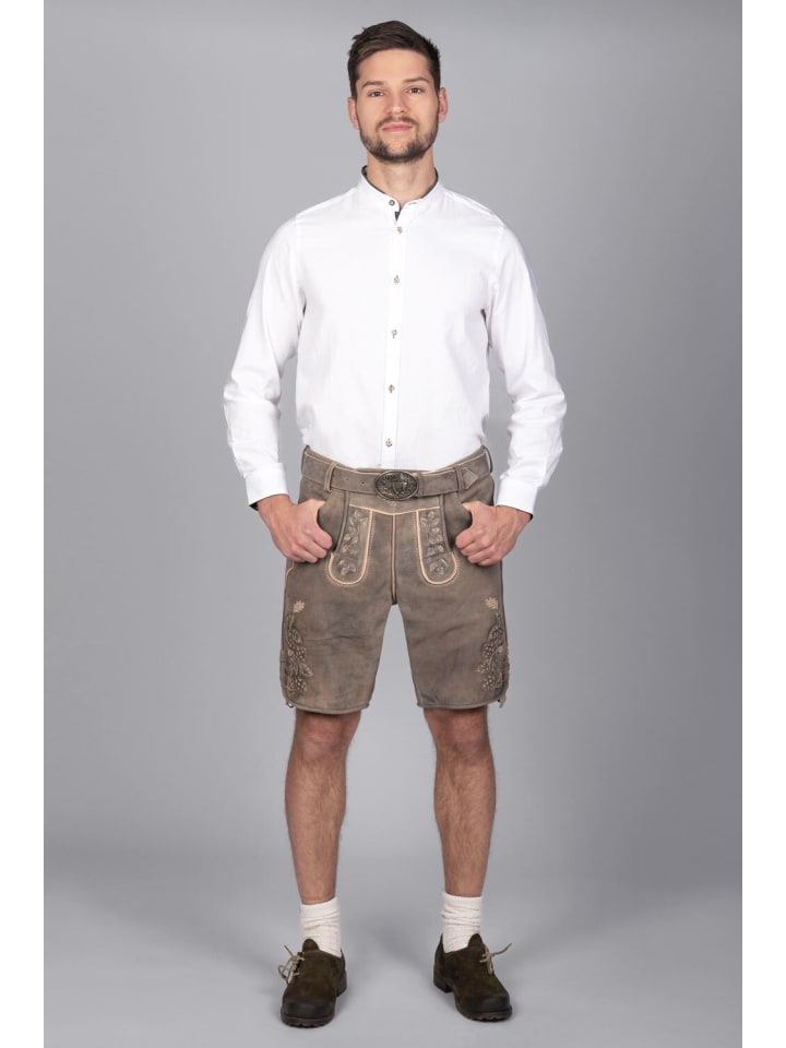 Edelnice Kurze Wildbock Lederhose Kare in grau günstig kaufen