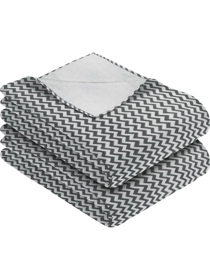 Erwin Müller Fleece Wohndecke 2er-Pack Prato in grau/silber günstig kaufen 150 x 200 cm