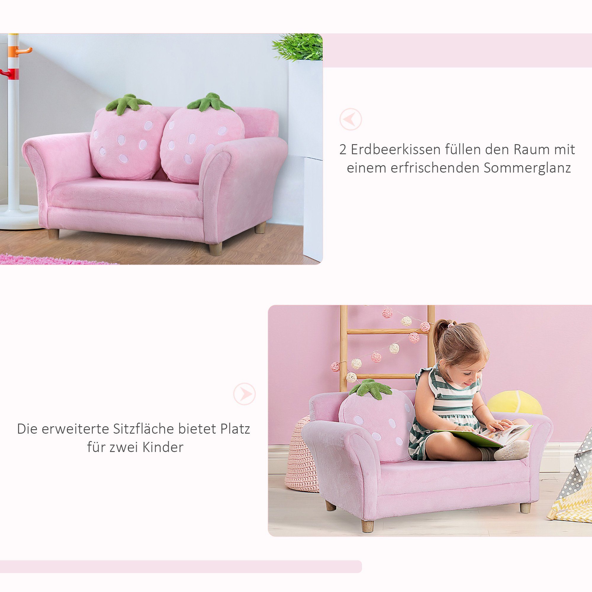 HOMCOM Sofa Kinder Erdbeersofa