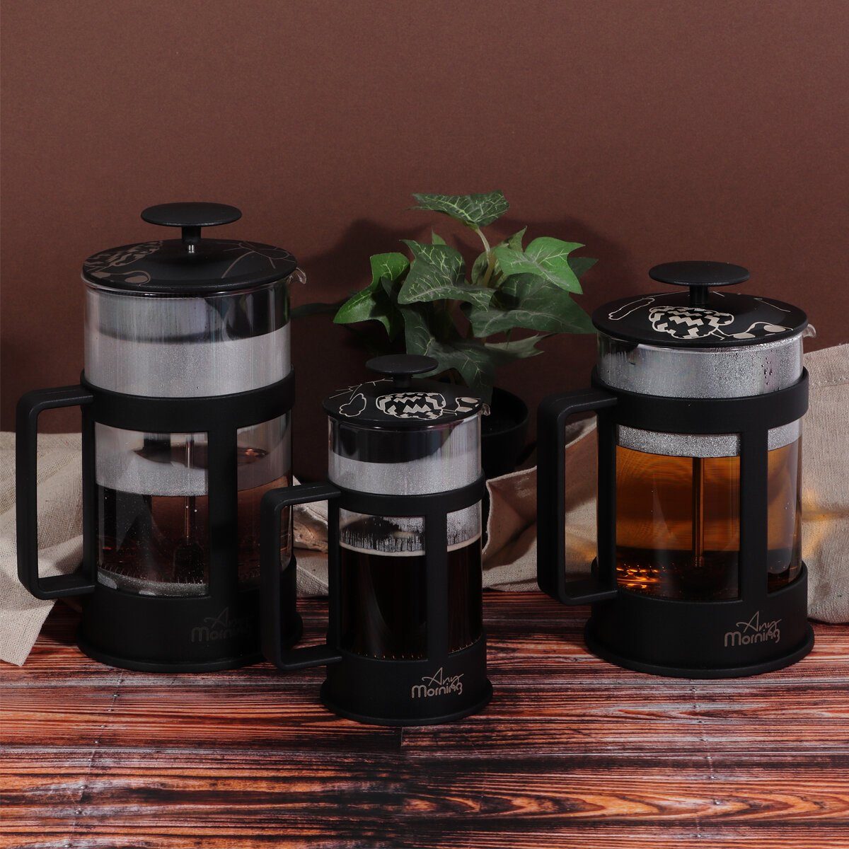 ANY MORNING French Press Kanne Any Morning FY04 French Press Kaffeebereiter, 350 Ml, Schwarz