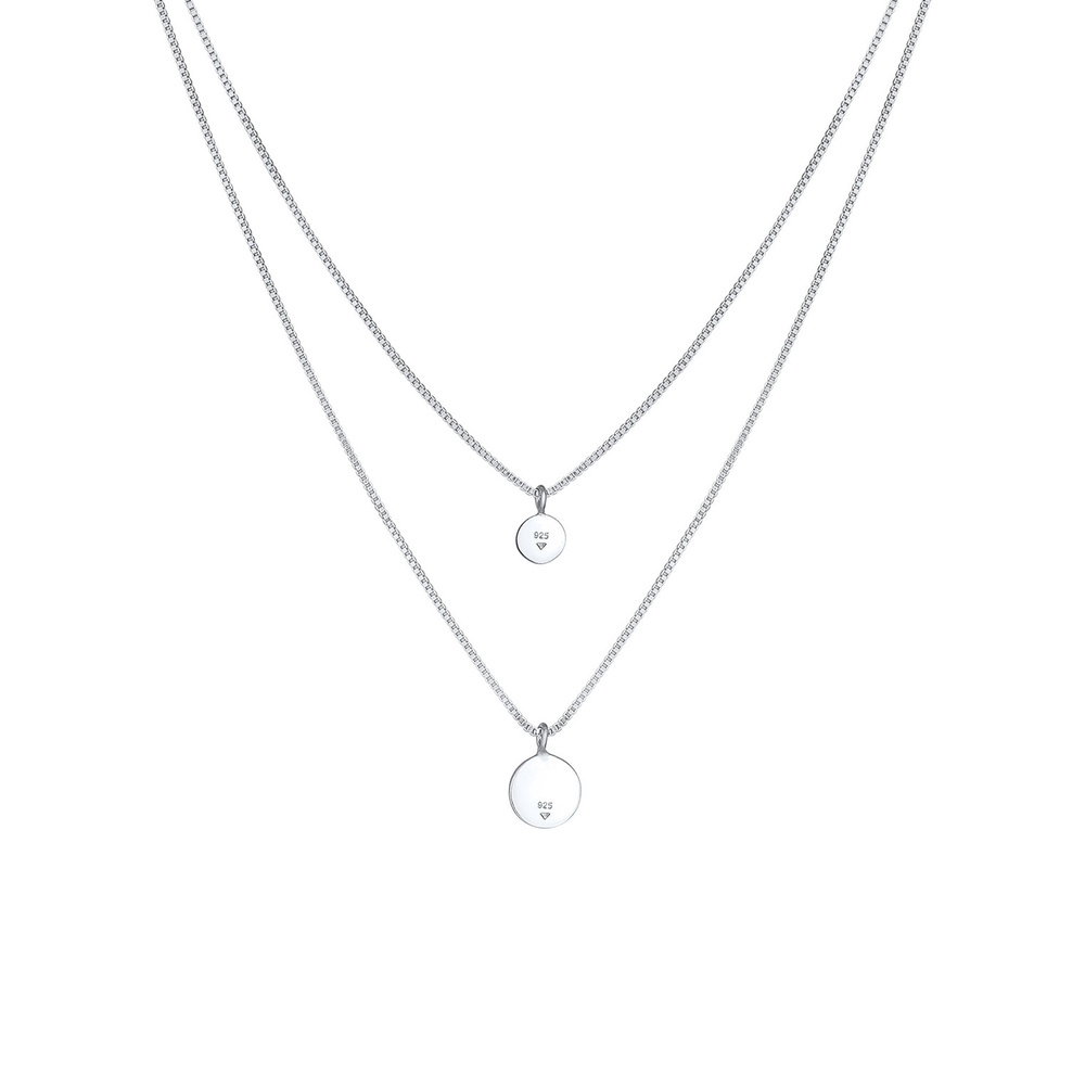 Elli Elli Collier Femmes Couches Plaquette Pendentif Basique Martelé en Argent Sterlin collier