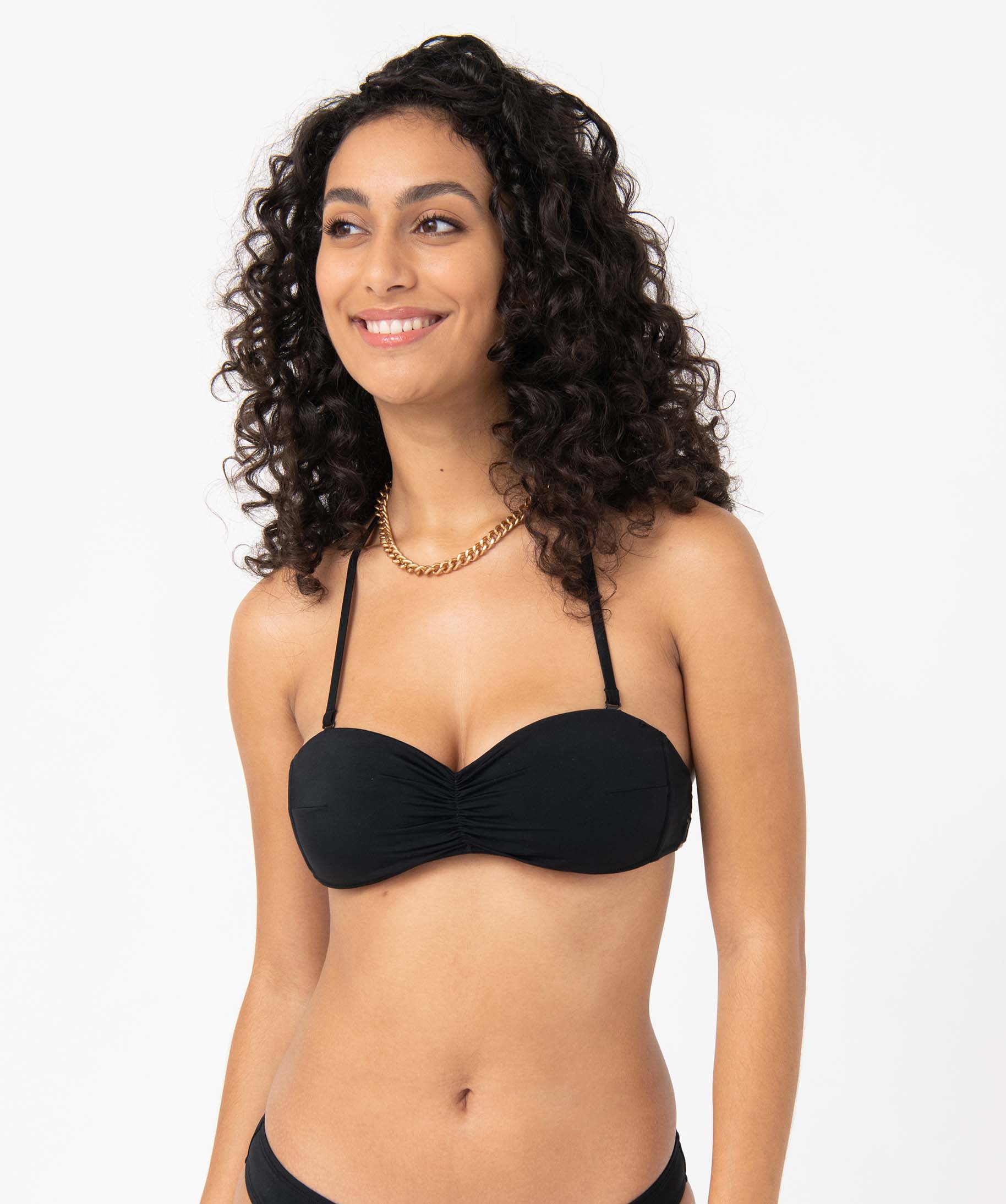 Haut de maillot de bain femme forme bandeau avec bretelles a... noir | GEMO