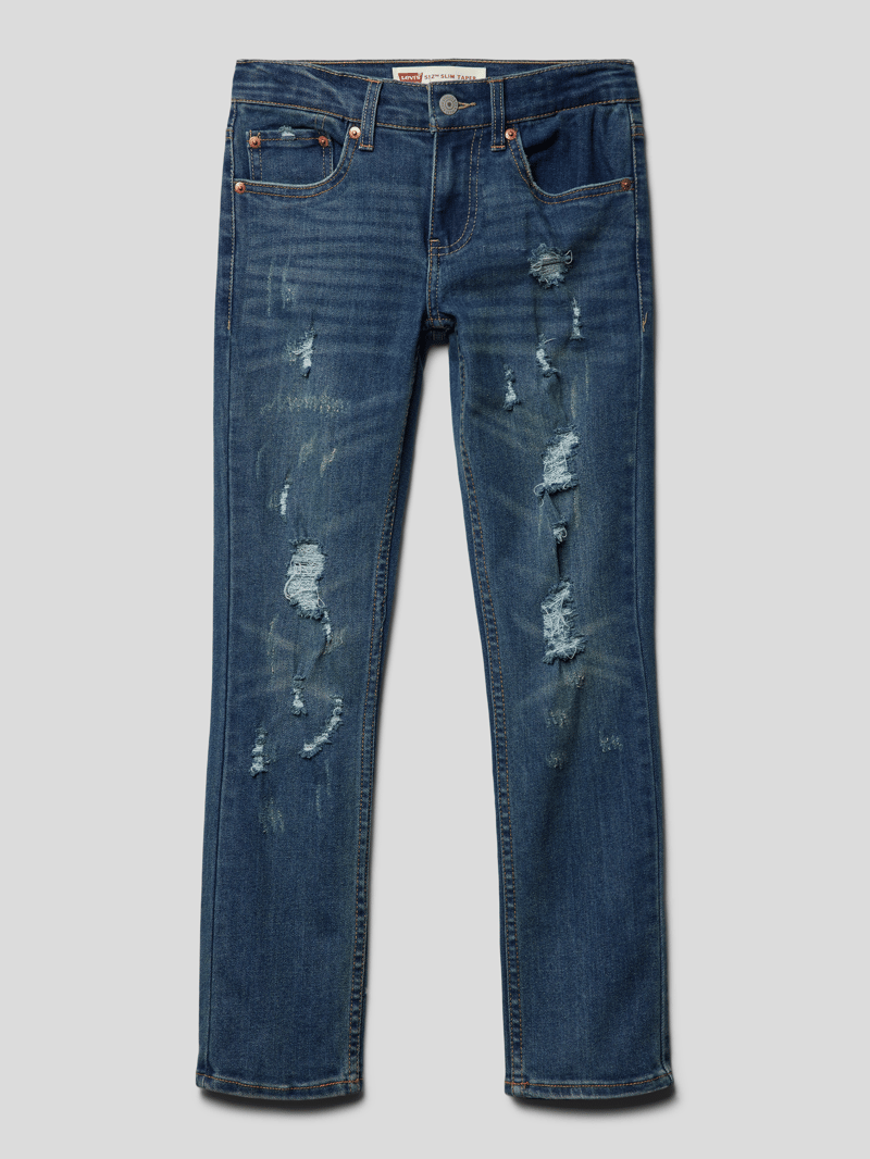 Slim Tapered Fit Jeans mit Label-Detail Modell '512' in blau
