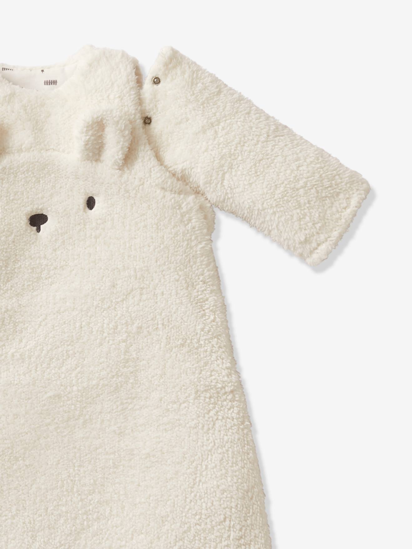 Vertbaudet Baby Winterschlafsack GRÜNER WALD, Ärmel abnehmbar Oeko Tex - braun/bär