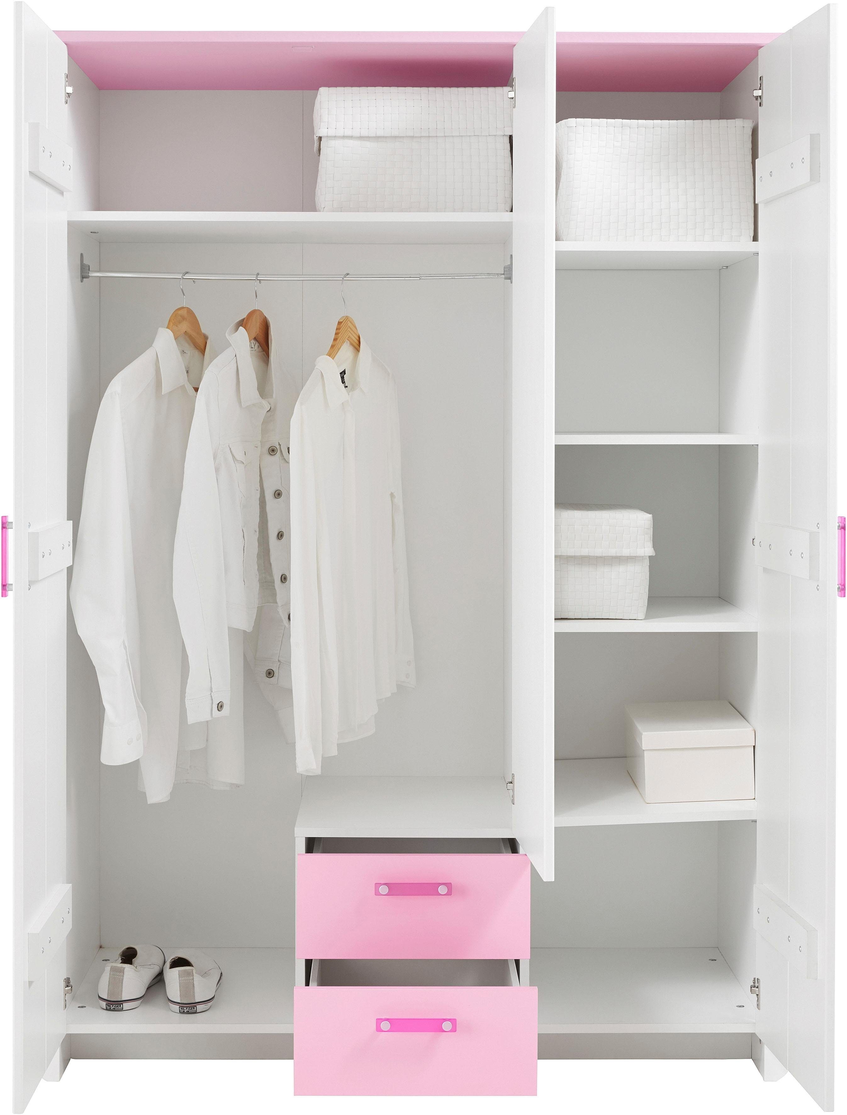 Parisot Jugendzimmer-Set Biotiful, (Set, 4-St., Bett, Nachttisch, Schrank, Kommode, Schreibtisch), mit 3-trg. Kleiderschrank