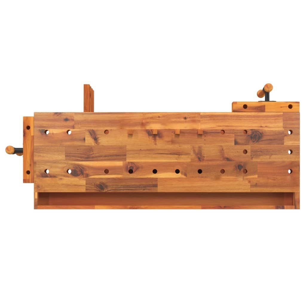 vidaXL Werkbank Werkbank mit Schubladen Schraubstöcken 124x52x83 cm Akazienholz, (1-tlg)
