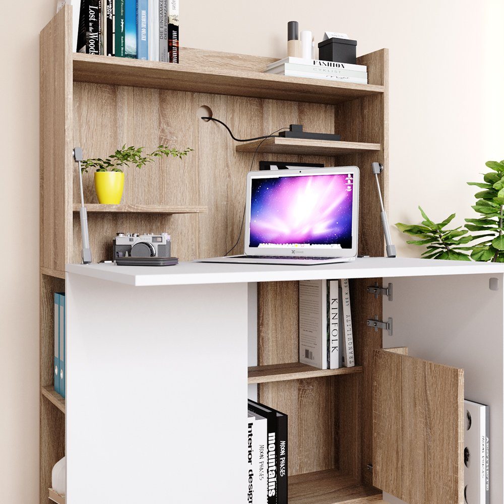 Vicco Schreibtisch Schreibtischschrank Büroschrank Computertisch ALENA Sonoma Weiß