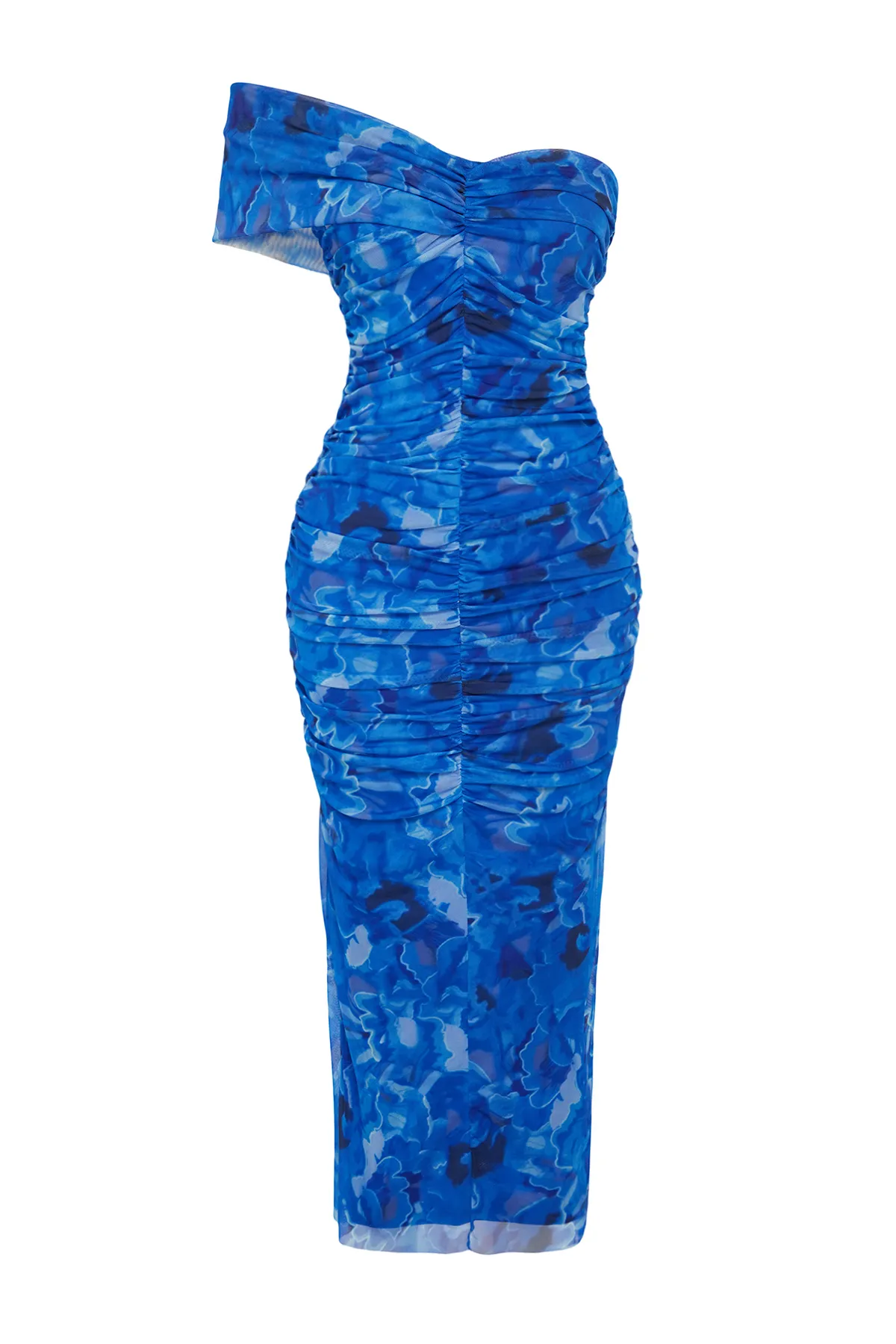 Trendyol Collection  Mehrfarbiges, mit Carmenkragen gefüttertes Tüllkleid TPRSS24EL00027