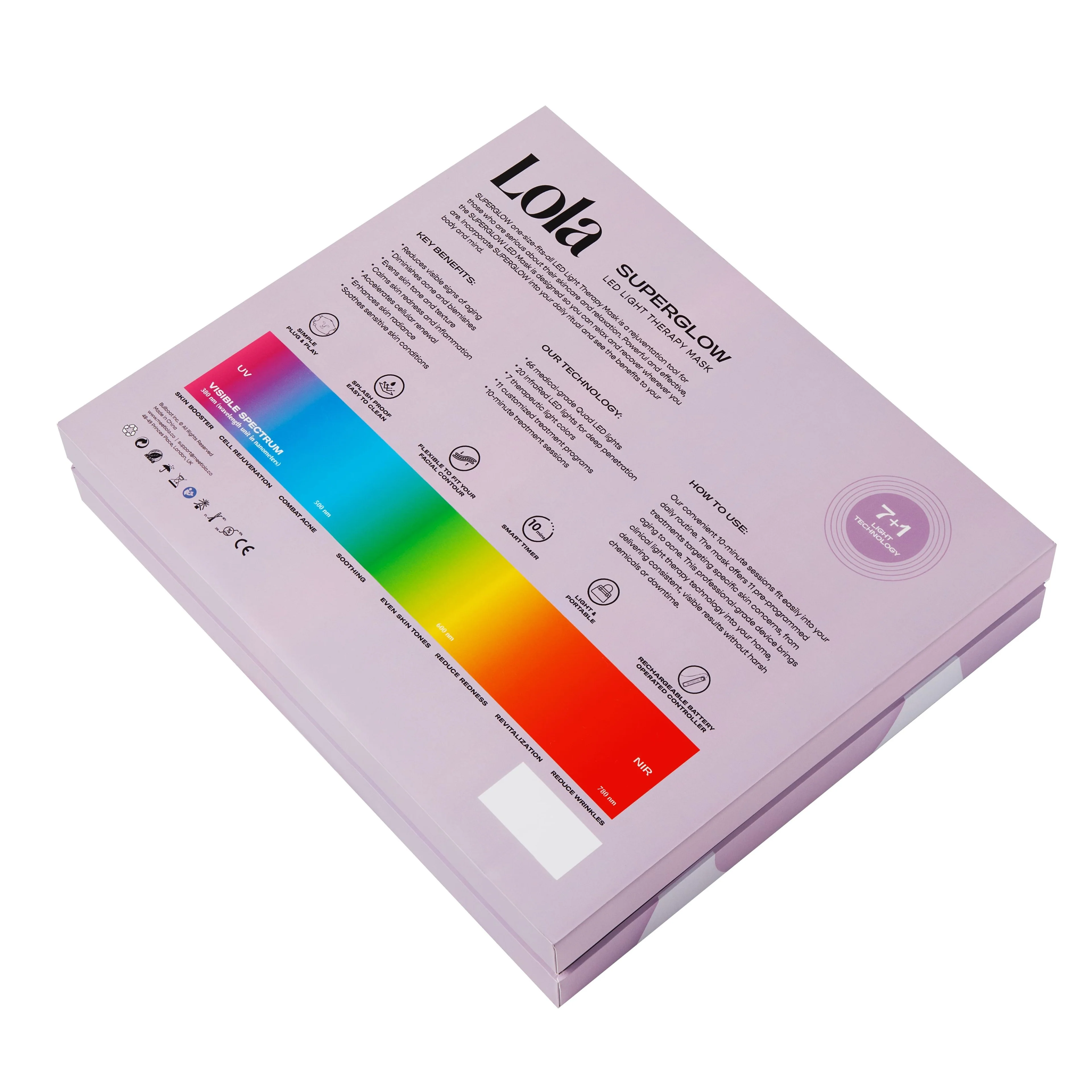 Μάσκα Φωτοθεραπείας LED Superglow - Συσκευή Ομορφιάς, 24ωρη Θεραπεία Προσώπου με Φωτισμό, 24ωρη Θεραπεία Προσώπου κατά των Ρυτίδων