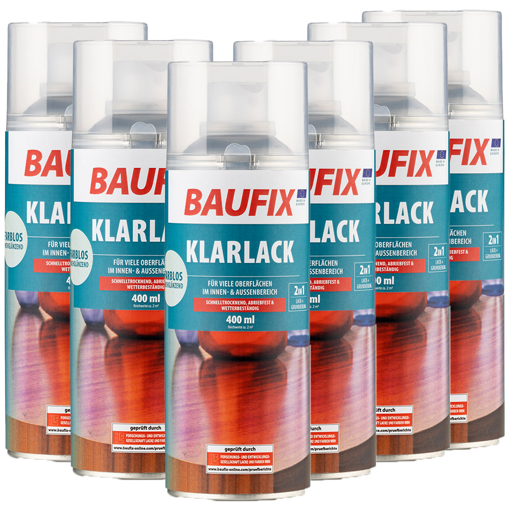 Baufix Klarlack Spray seidenmatt - 6er Set
