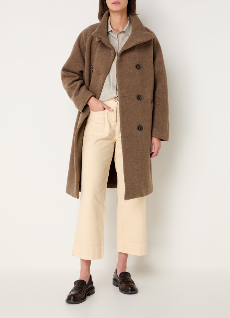 Sessùn Floral double-breasted coat in wool blend with side pockets