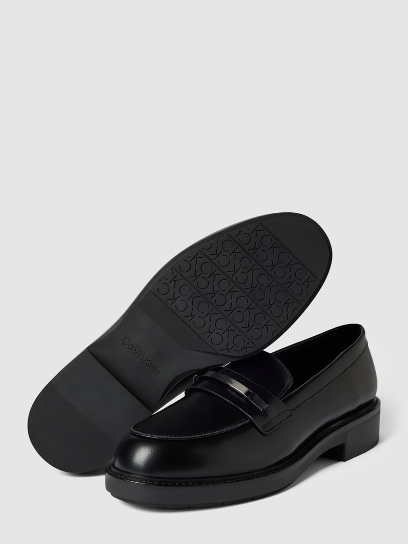 Penny-Loafer aus echtem Leder in schwarz
