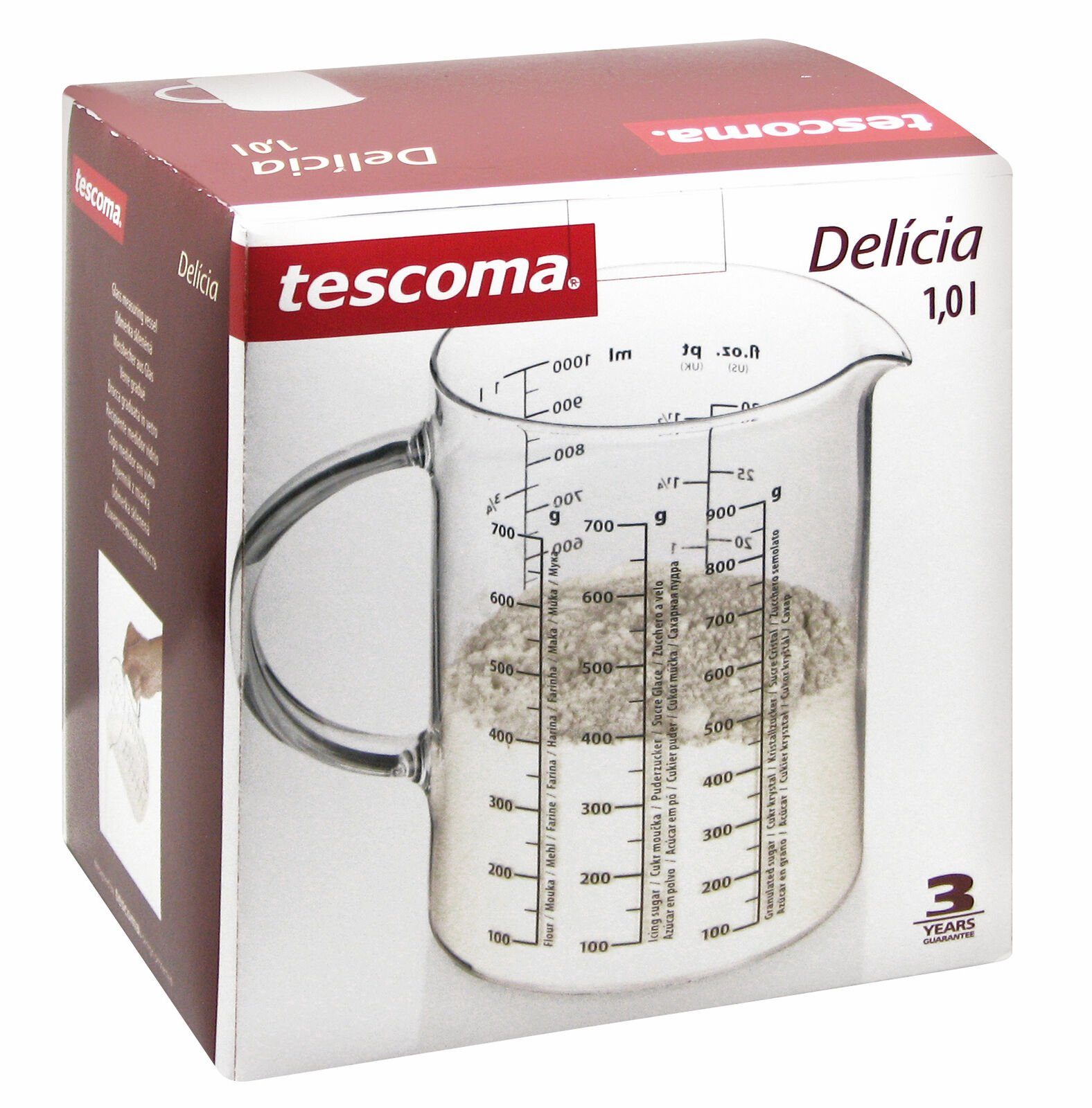 Tescoma Messbecher DELÍCIA, Glas, (Inhalt, 1 Messbecher), Füllvolumen: 1000ml, hitzebeständig