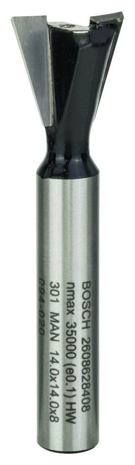 Accessoires Bosch bleus 2608628408 Fraise à queue d'aronde, 8 mm, D1 14 mm, L 14 mm, G 55 mm, 15° 8 mm, D1 14 mm, L 14 mm, G 55 mm, 15°