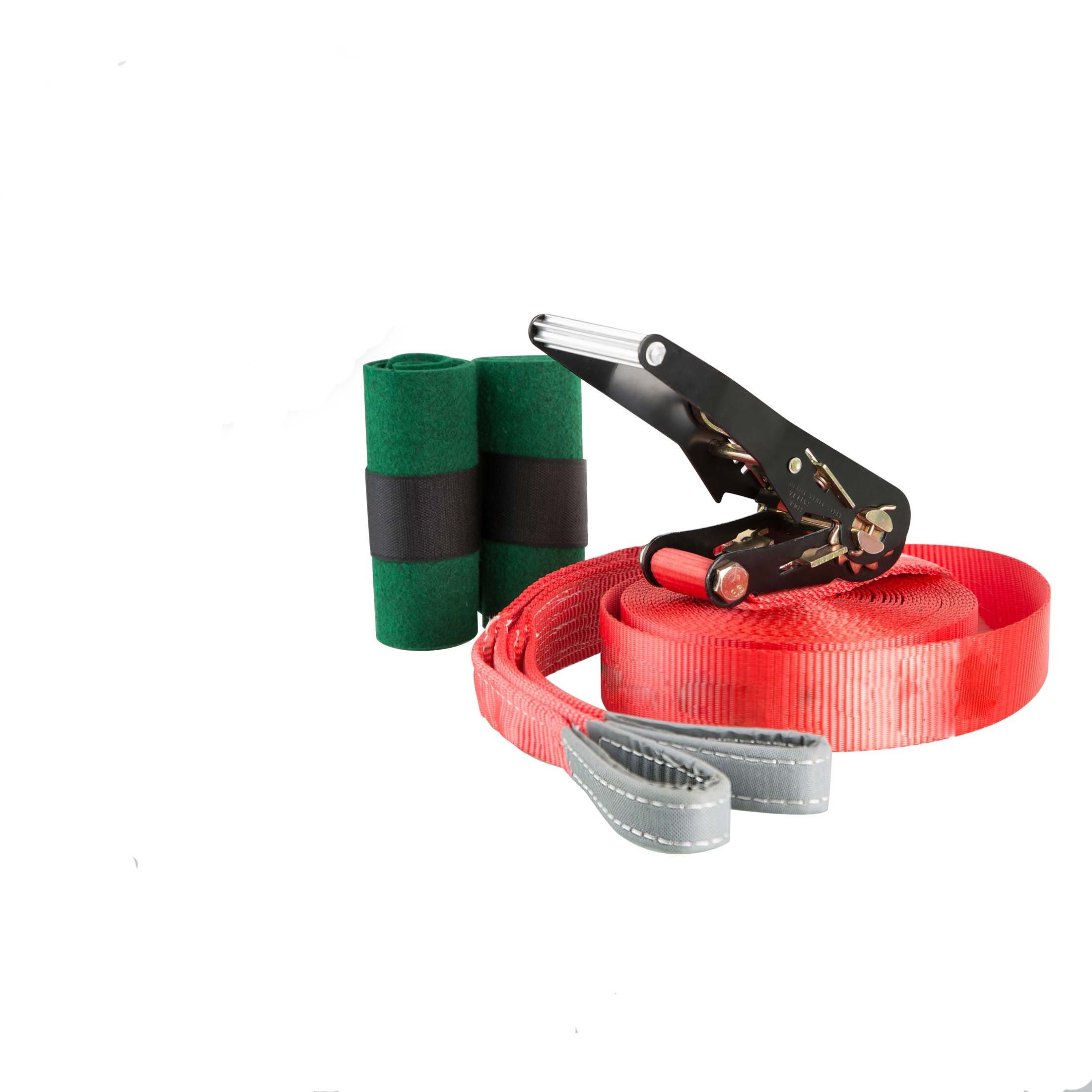 Zoomyo Slackline Komplett-Set mit Slackline 15 m Länge, inkl. Ratsche mit Schutz, Baumschützern und Hilfsseil – Slackline-Set ideal