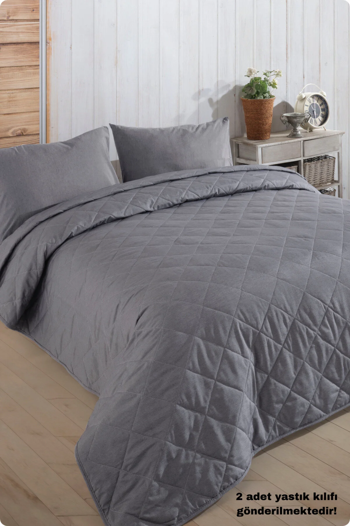 Formeya  Bettüberwurf Doppelbett - Grau - Geometrisches Muster