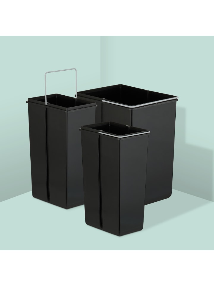 relaxdays Einbaumülleimer in Schwarz - 1x 20 l   2x 10 l günstig kaufen onesize