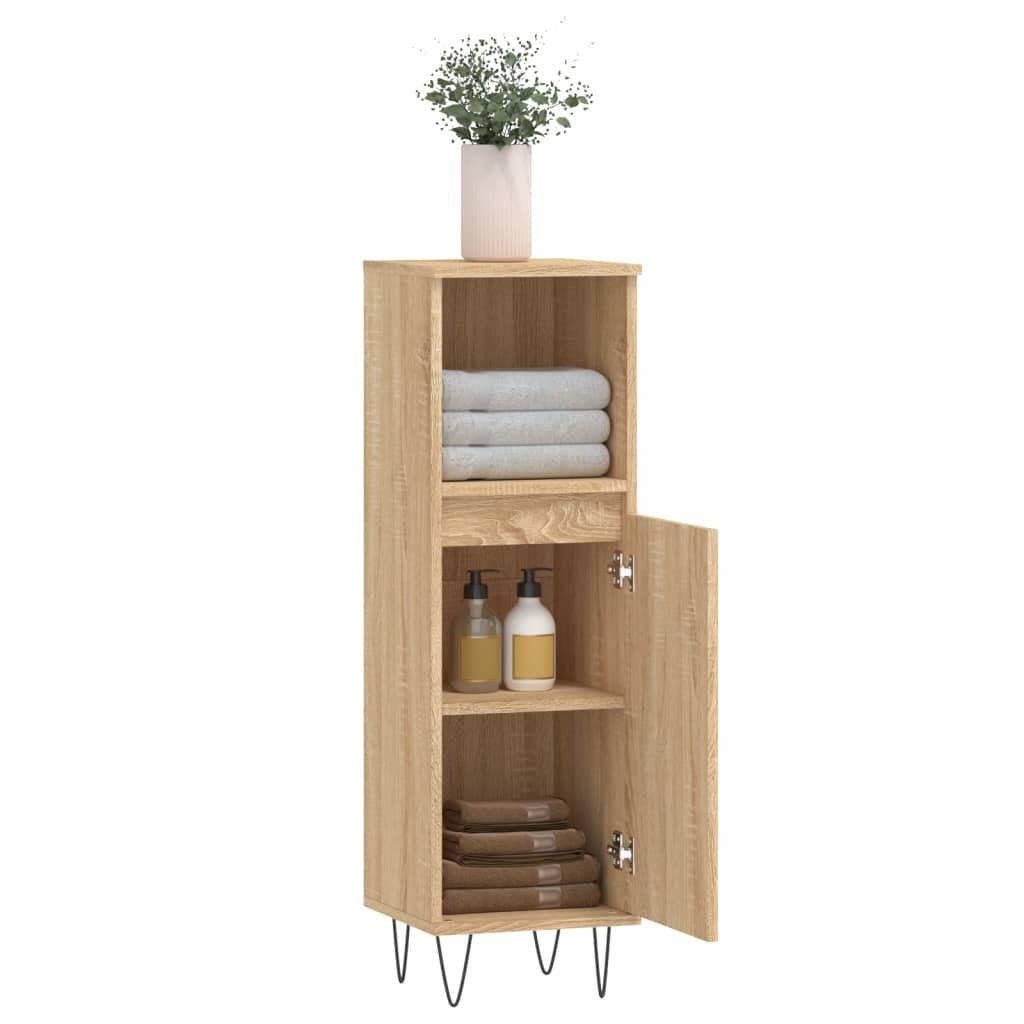 vidaXL Badezimmerspiegelschrank Badschrank Sonoma-Eiche 30x30x100 cm Holzwerkstoff (1-St)
