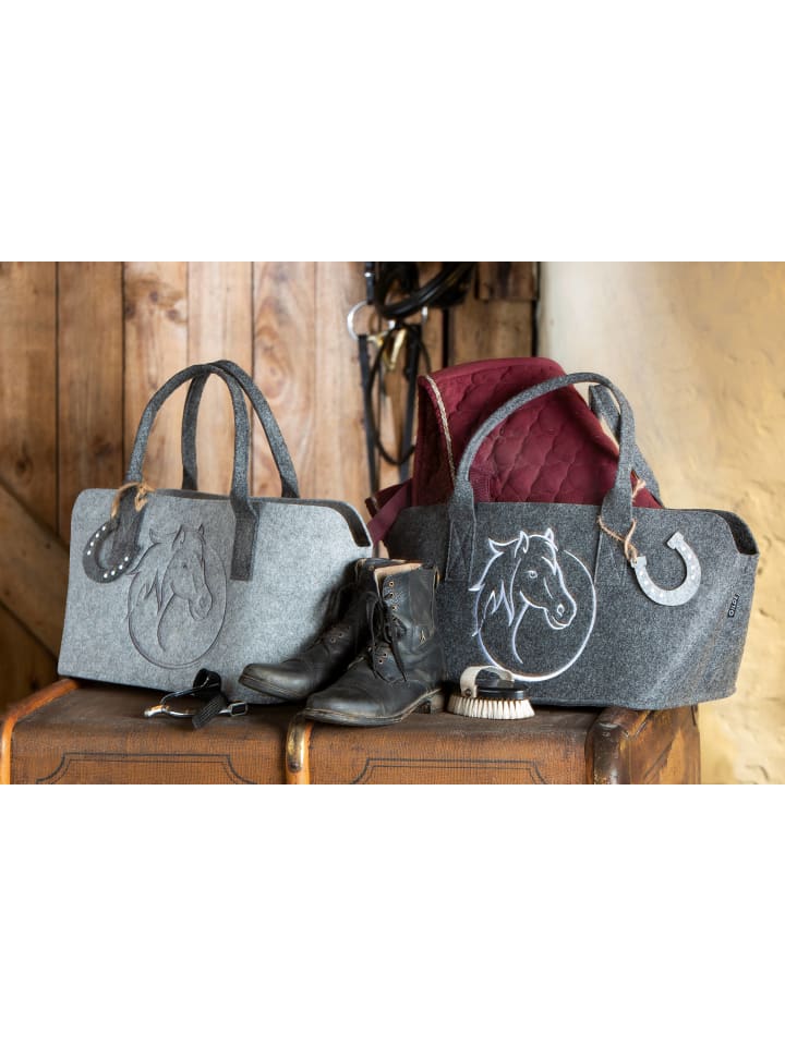 GMD Living 2er Set Filztasche Pferdekopfmotiv in Hellgrau & Dunkelgrau günstig kaufen onesize
