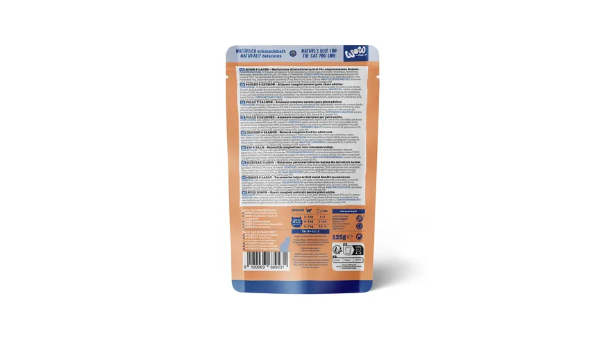 WOW Katzennassfutter Adult Huhn & Lachs 125 g