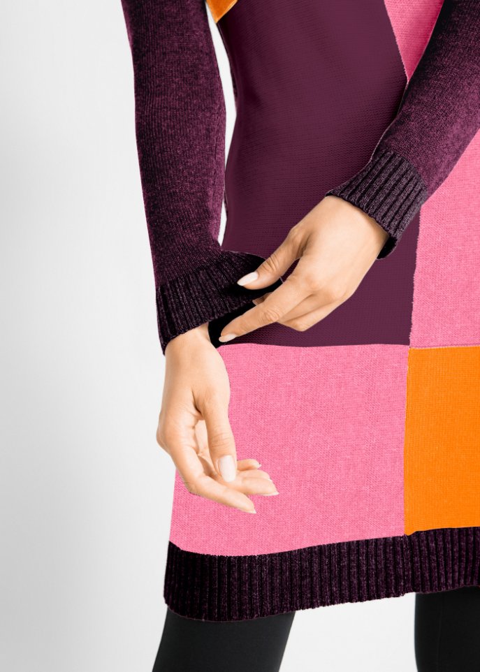 Knieumspielendes Strickkleid, Langarm