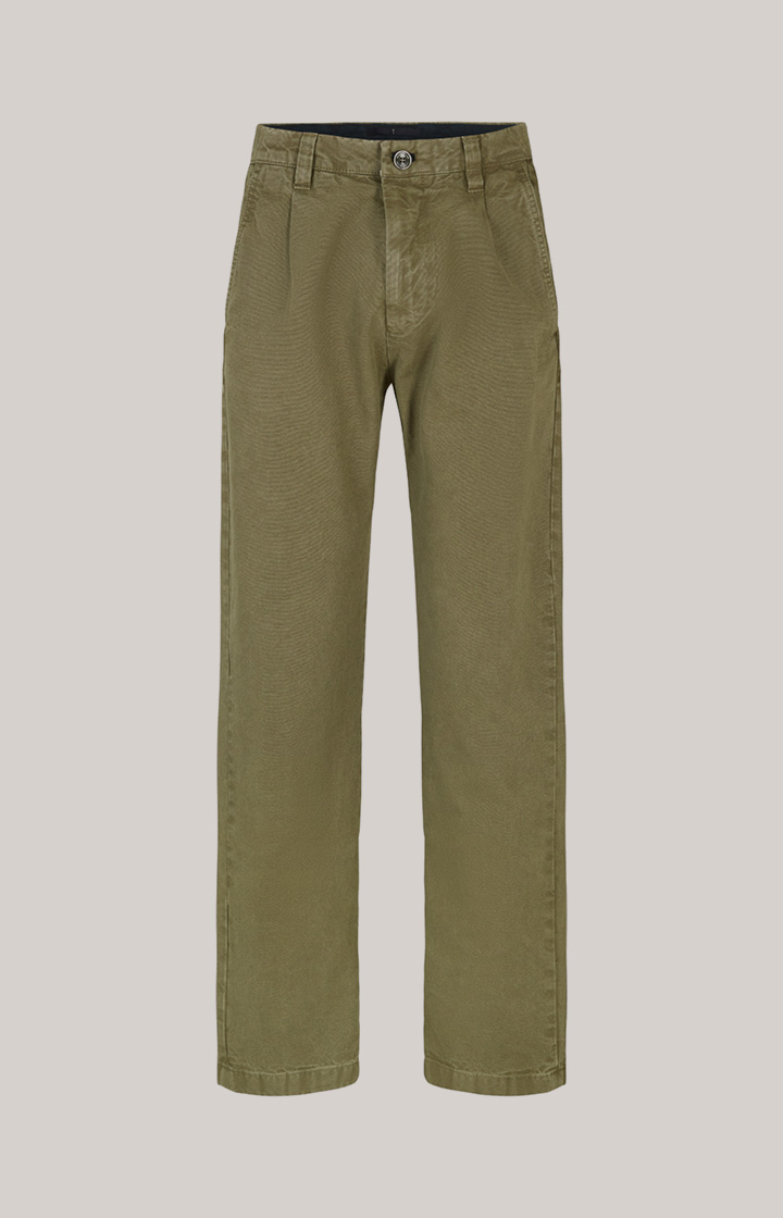 Baumwoll-Chino Len in Oliv