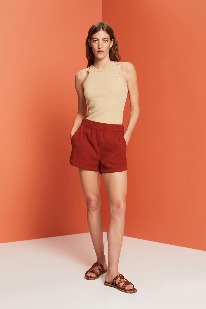 Pull-on-Shorts aus Crinkle-Baumwolle