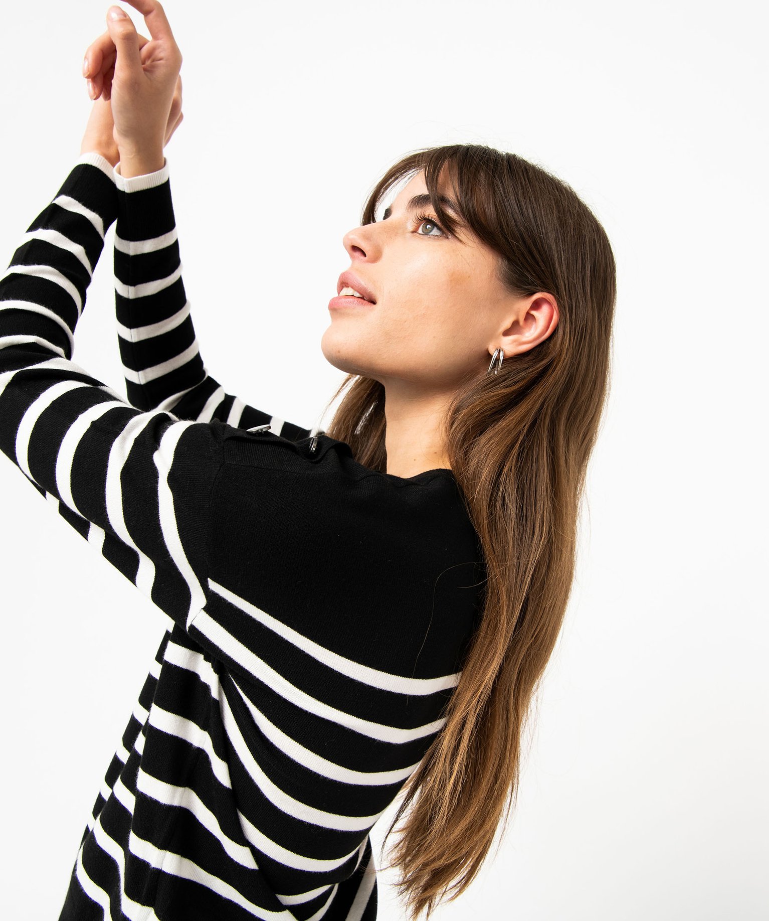 Pull rayé en maille fine avec col rond femme raye | GEMO