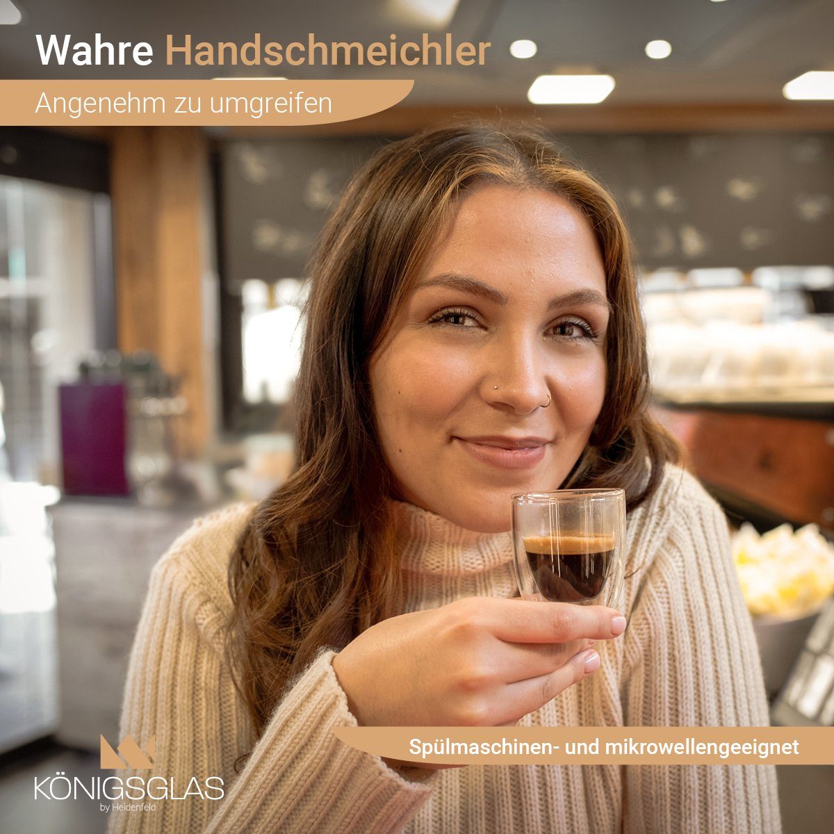 Königsglas Espressoglas Espresso Glas Set 80 ml doppelwandige Espressotassen, Thermogläser, handgefertigte Kaffee Gläser 2/4er Set Cappuccino Latte Macchiato