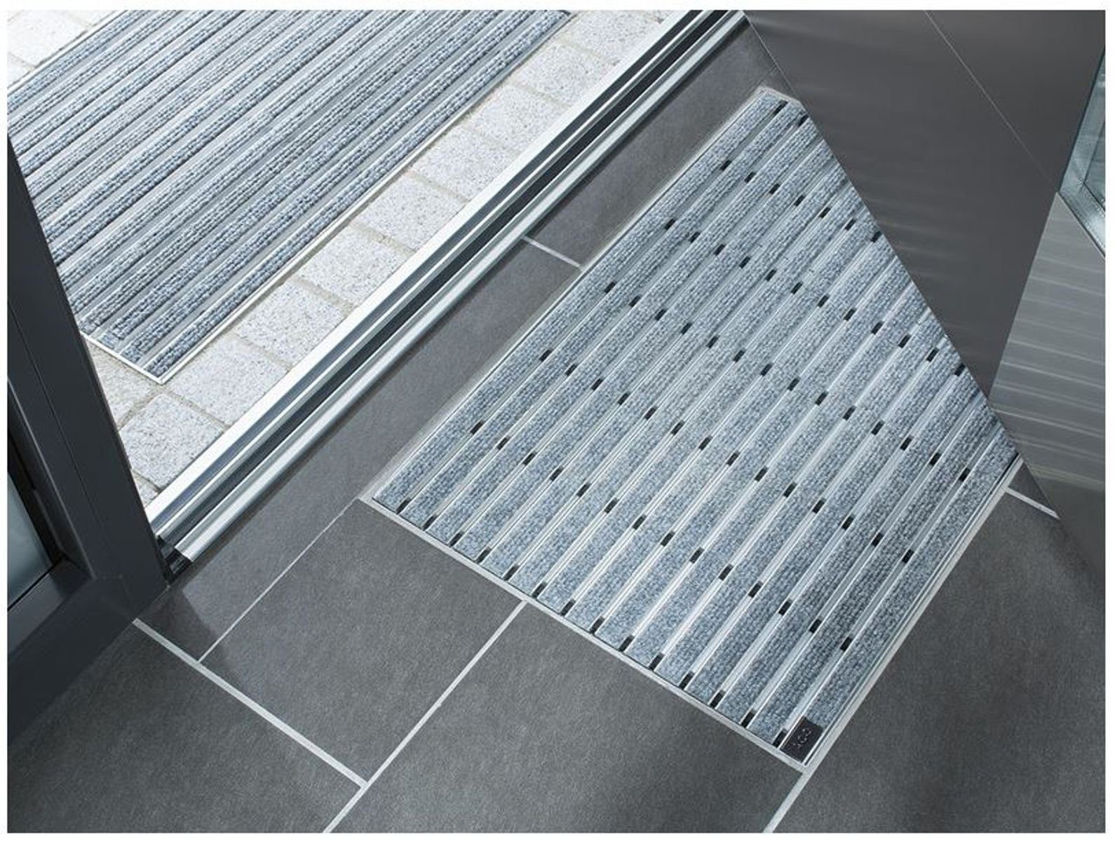 Fußmatte ACO 600x400x12mm Schuhabstreifer Rips hellgrau Fußmatte Türmatte mit ALU Rahmen Eingangsmatte Indoor, ACO Severin Ahlmann GmbH & Co. KG, rechteckig, Höhe: 12 mm, einfache Montage für Selbstbau