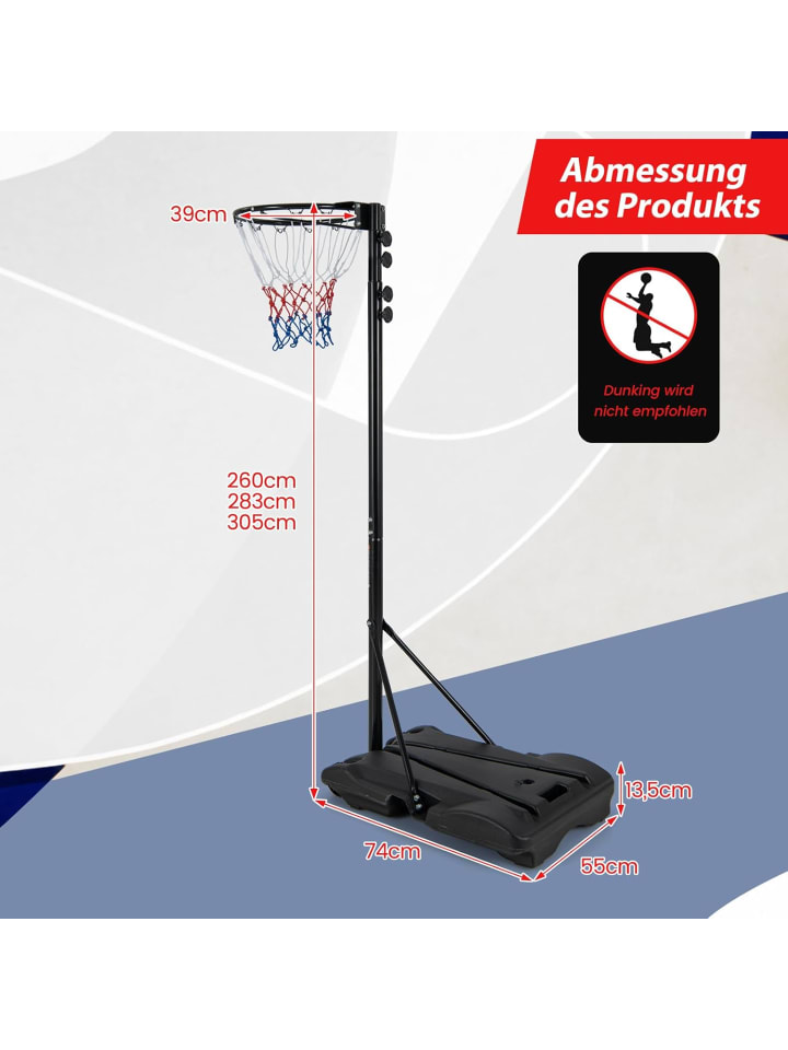 COSTWAY Basketballkorbständer outdoor 260-305cm in Schwarz günstig kaufen onesize