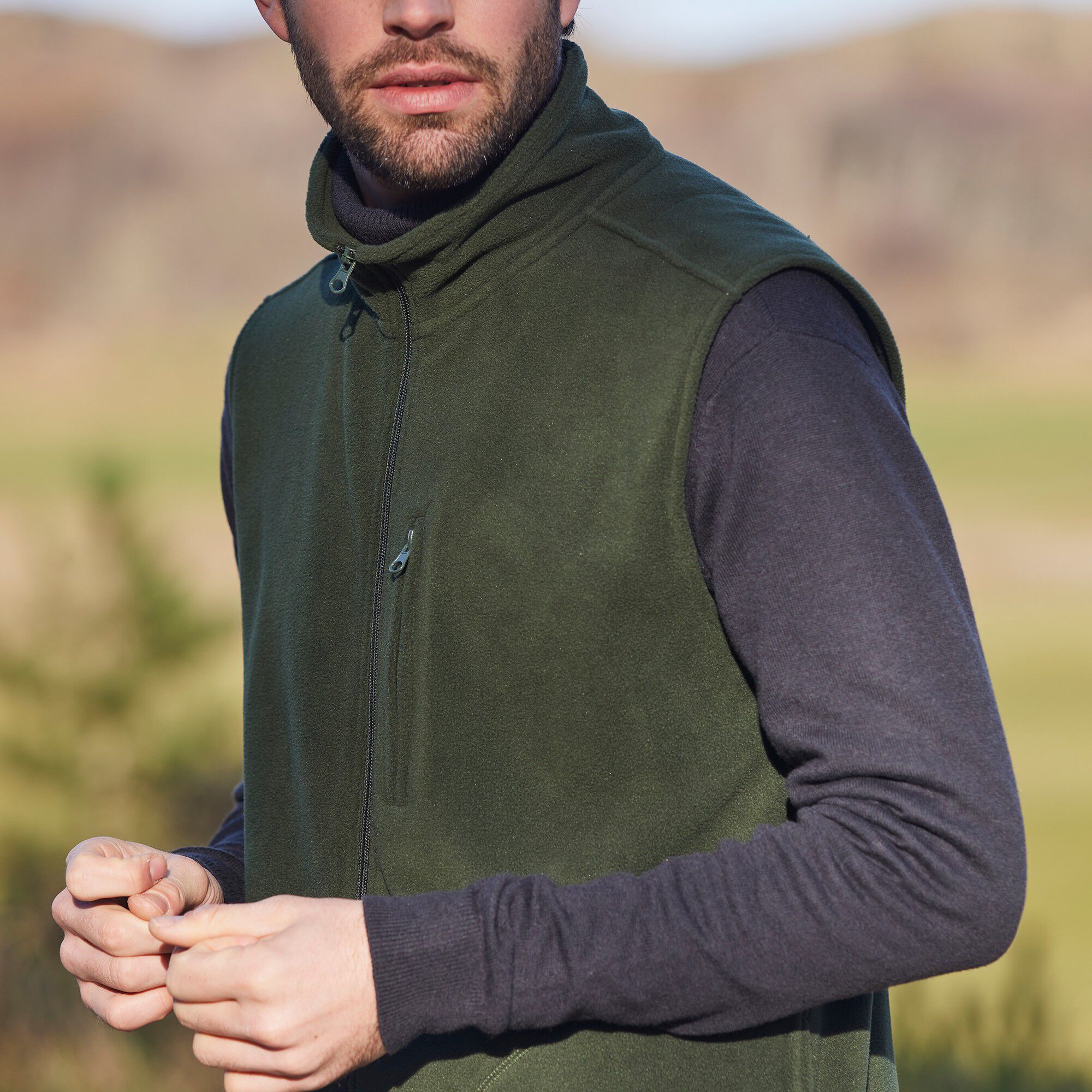 Blouson zippé maille micropolaire sans manches