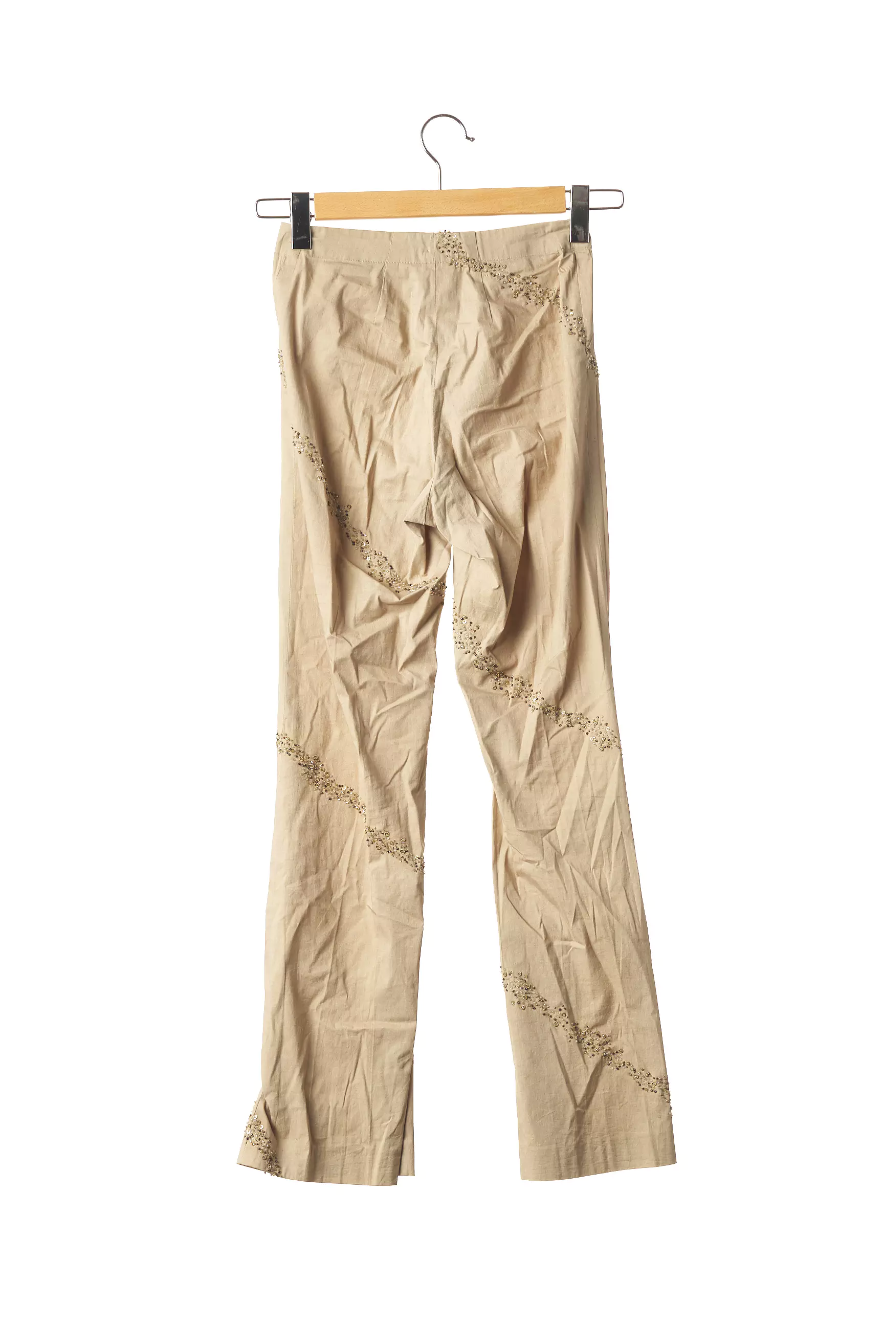 Sans Marque Pantalons Droits Femme couleur beige