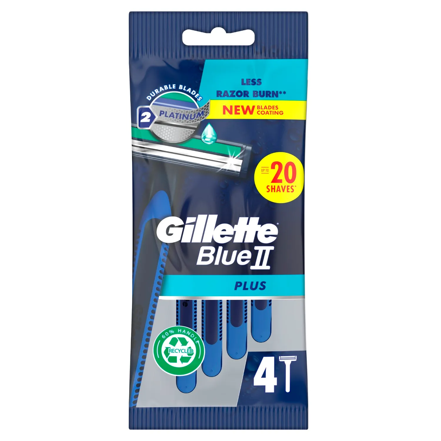 Gillette Blue II Plus vienreizlietojamais vīriešu skuveklis - 4 skuvekļi