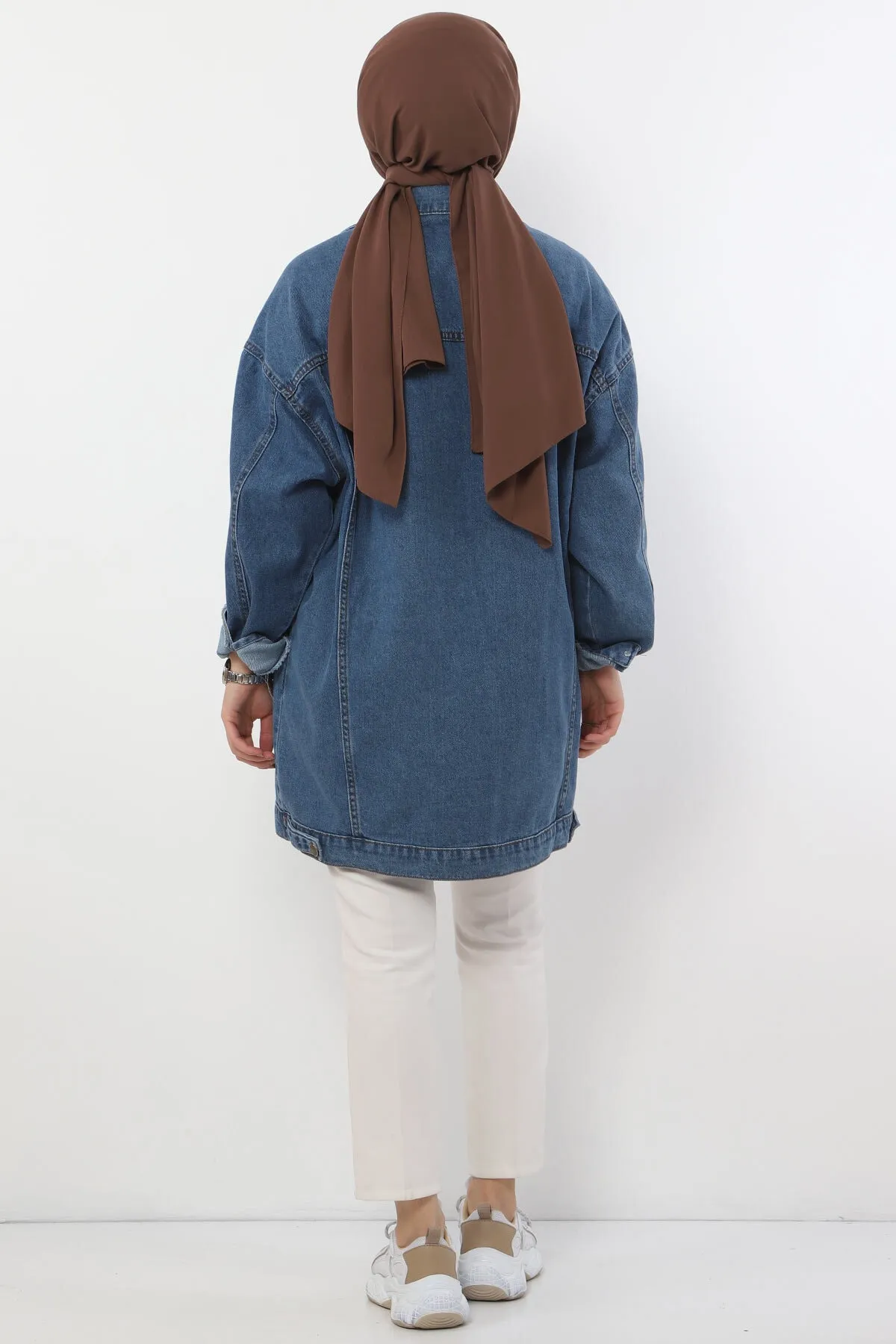 Tesettür Dünyası  Jeansjacke mit Taschen Tsd2519 Hellblau