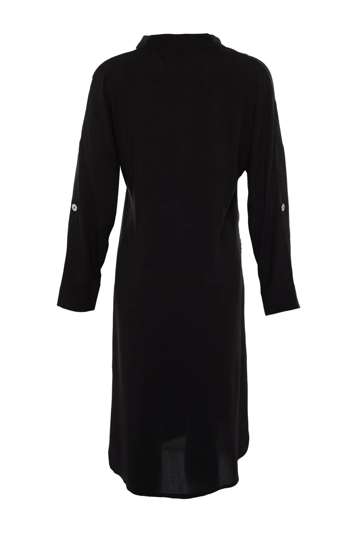 Trendyol Collection  Schwarzes Midi-Strandkleid mit gewebtem Schlitz TBESS21EL3318