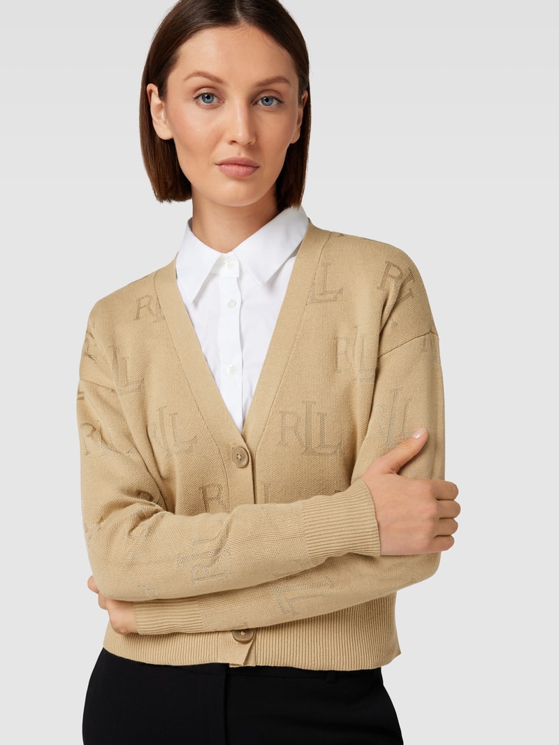 Strickjacke mit V-Ausschnitt in camel