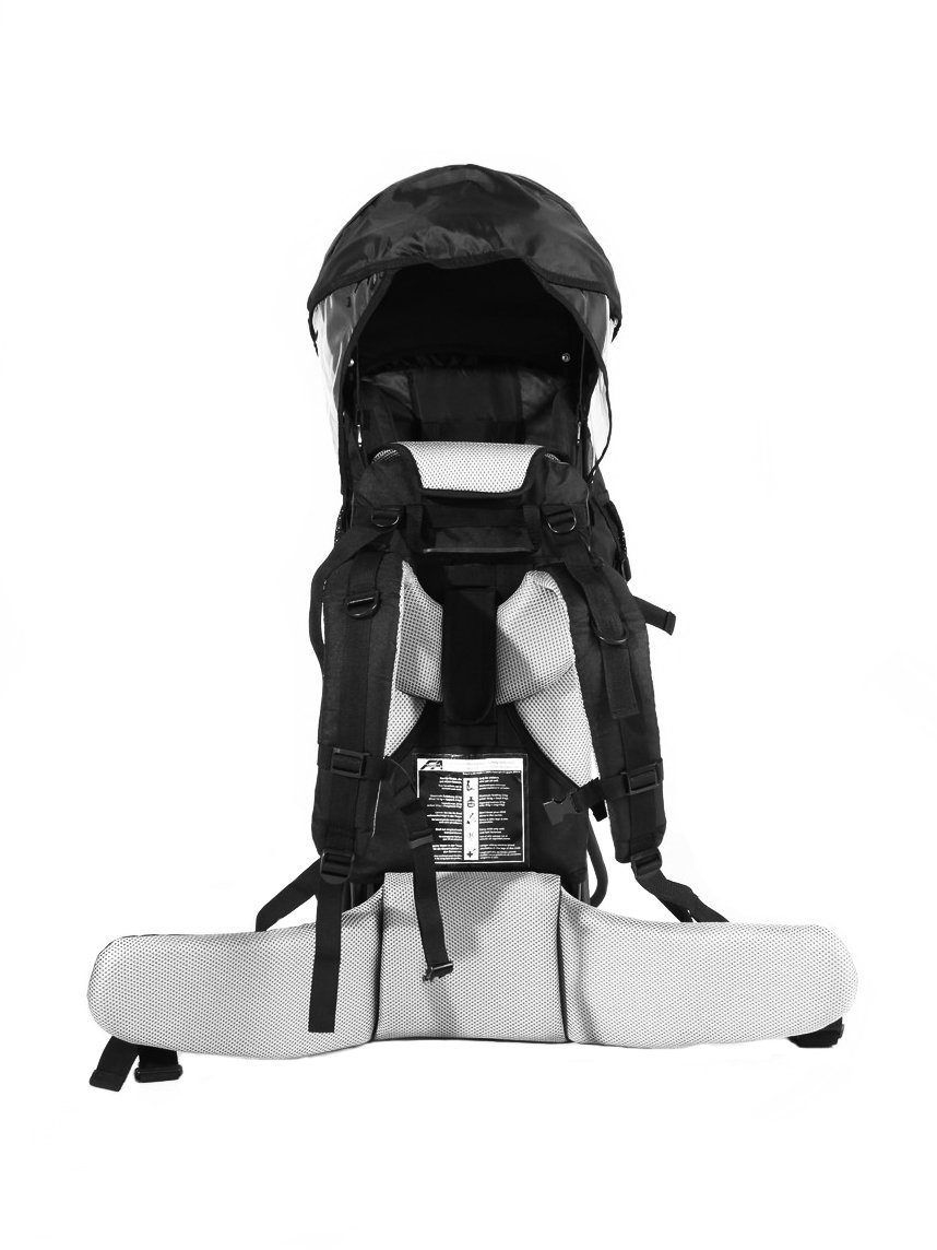 ChronoSports Rückentrage Lil' Boss Kids Carrier, Kindertrage, Schwarz-Grau (1-tlg), mit Regen-/Sonnenschutz