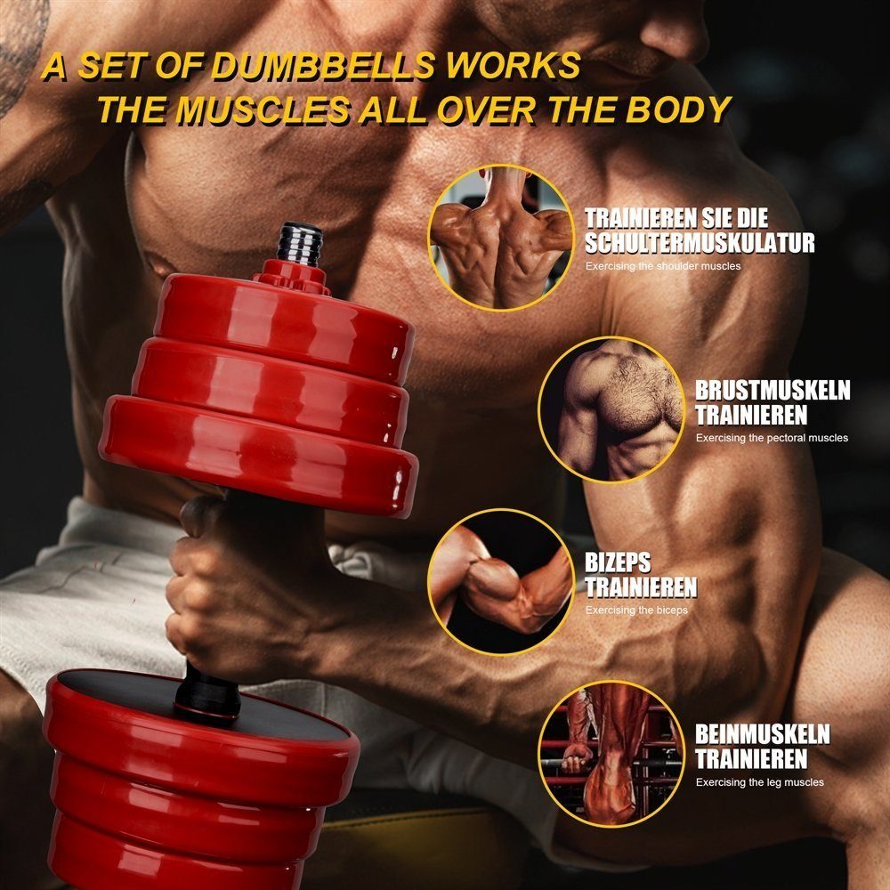 Melko Kurzhantel Hantel 4in1 Set Kurzhantel Langhantel verstellbar Gewichte 20, 30 & 40 KG für Krafttraining Hanteltraining Dumbbell Training Bodybuilding Fitness Sport, (Set, Premium-Trainingsset), Geräuscharm und Bodenschonend