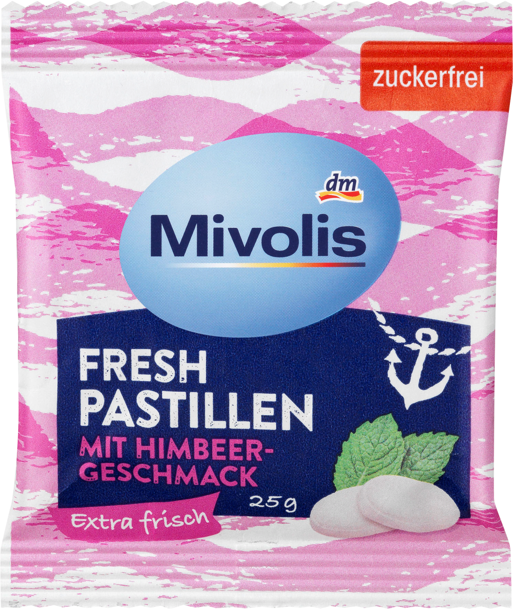 Pastillen, Himbeere, zuckerfrei, 25 g