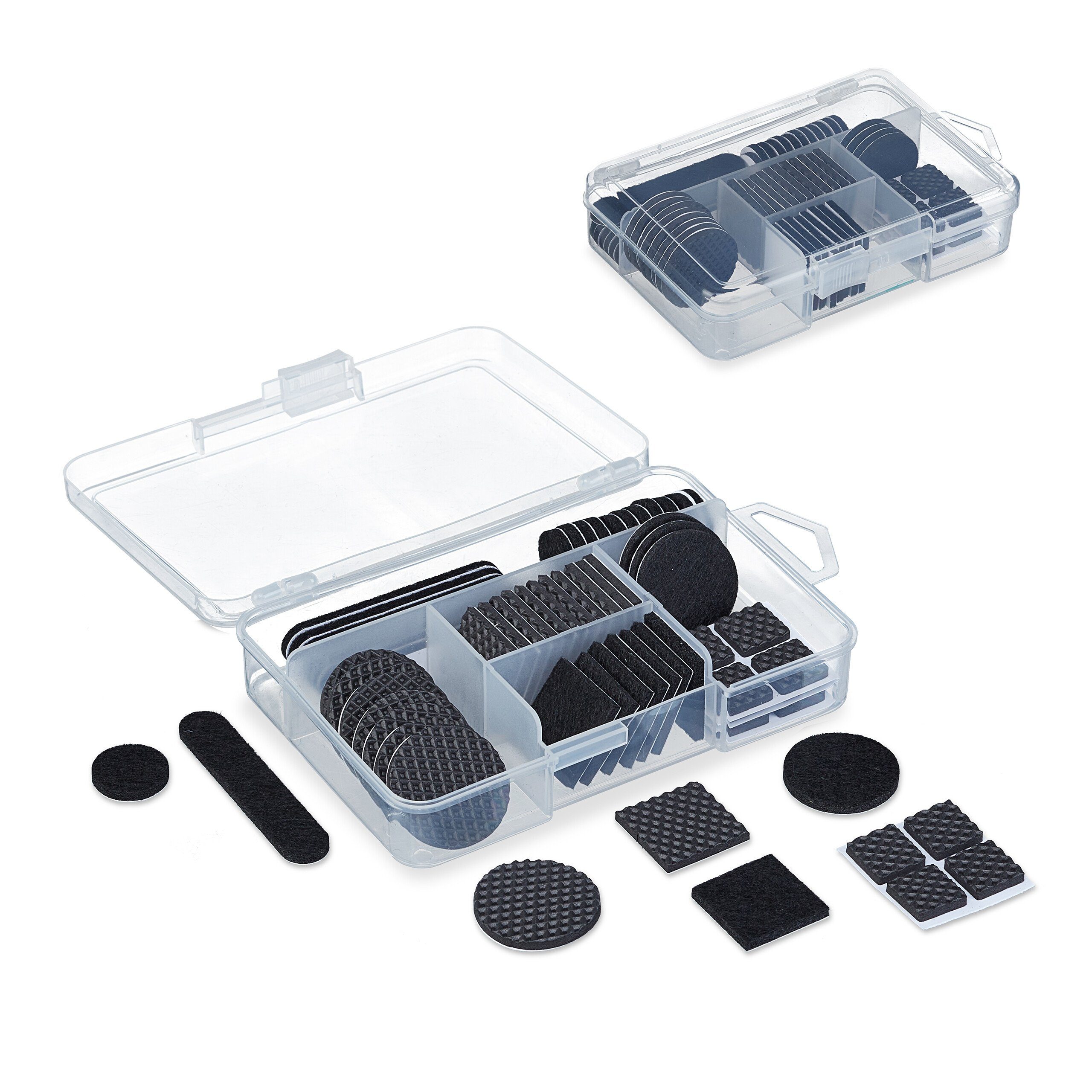 relaxdays Möbelfuß Möbelgleiter Filz & EVA 136er Pack, Schwarz
