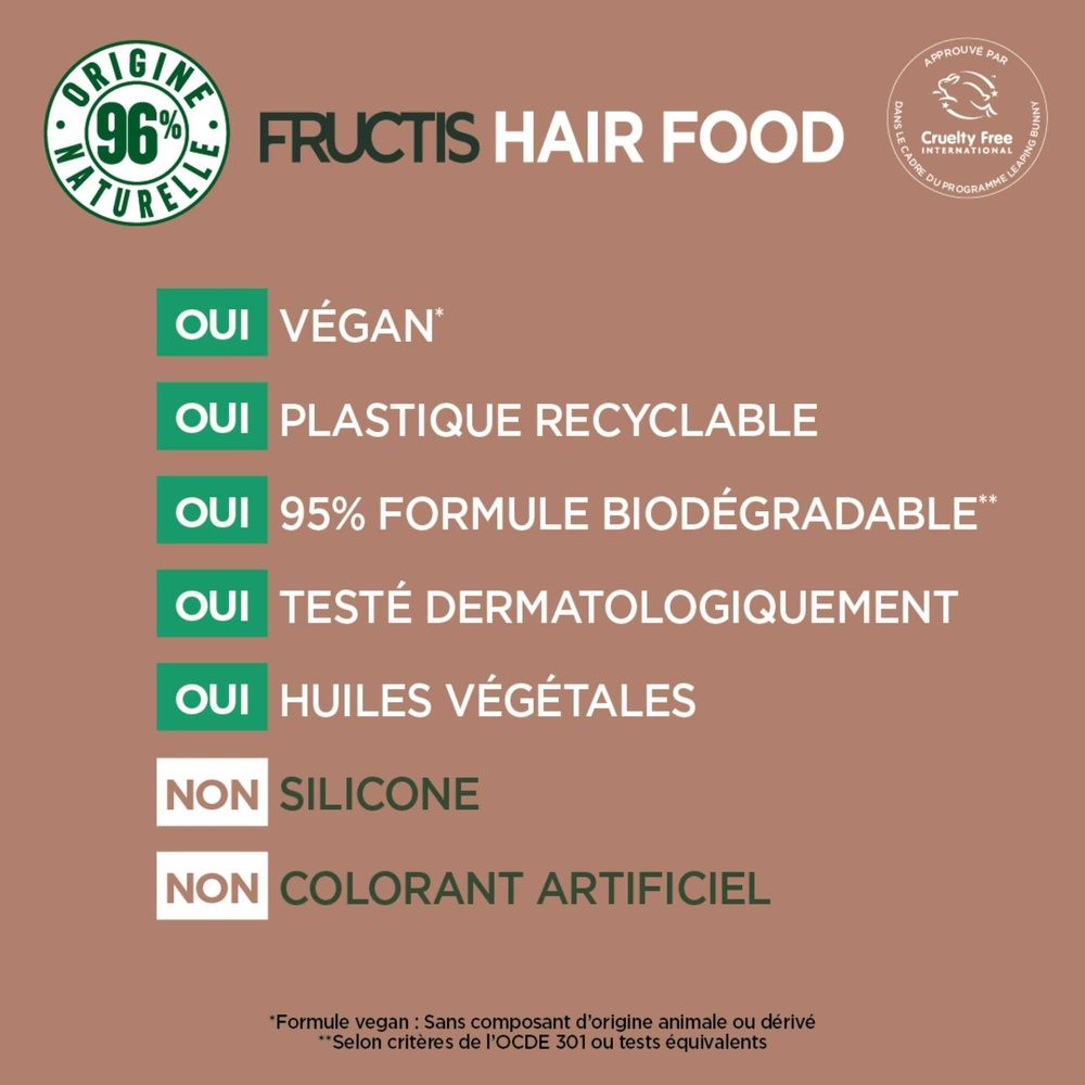 garnier Fructis Hair Food shampooing lissant à la macadamia pour les cheveux secs et rebelles