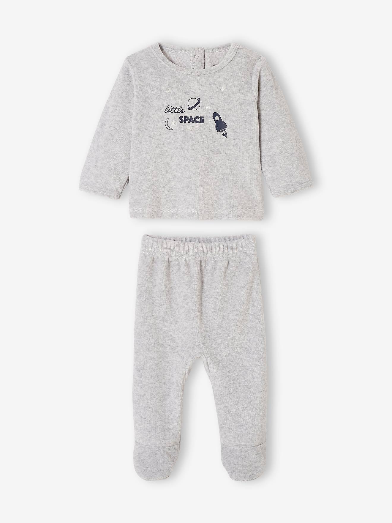 Lot de 2 pyjamas en velours bébé garçon motifs planètes phosphorescents lot encre