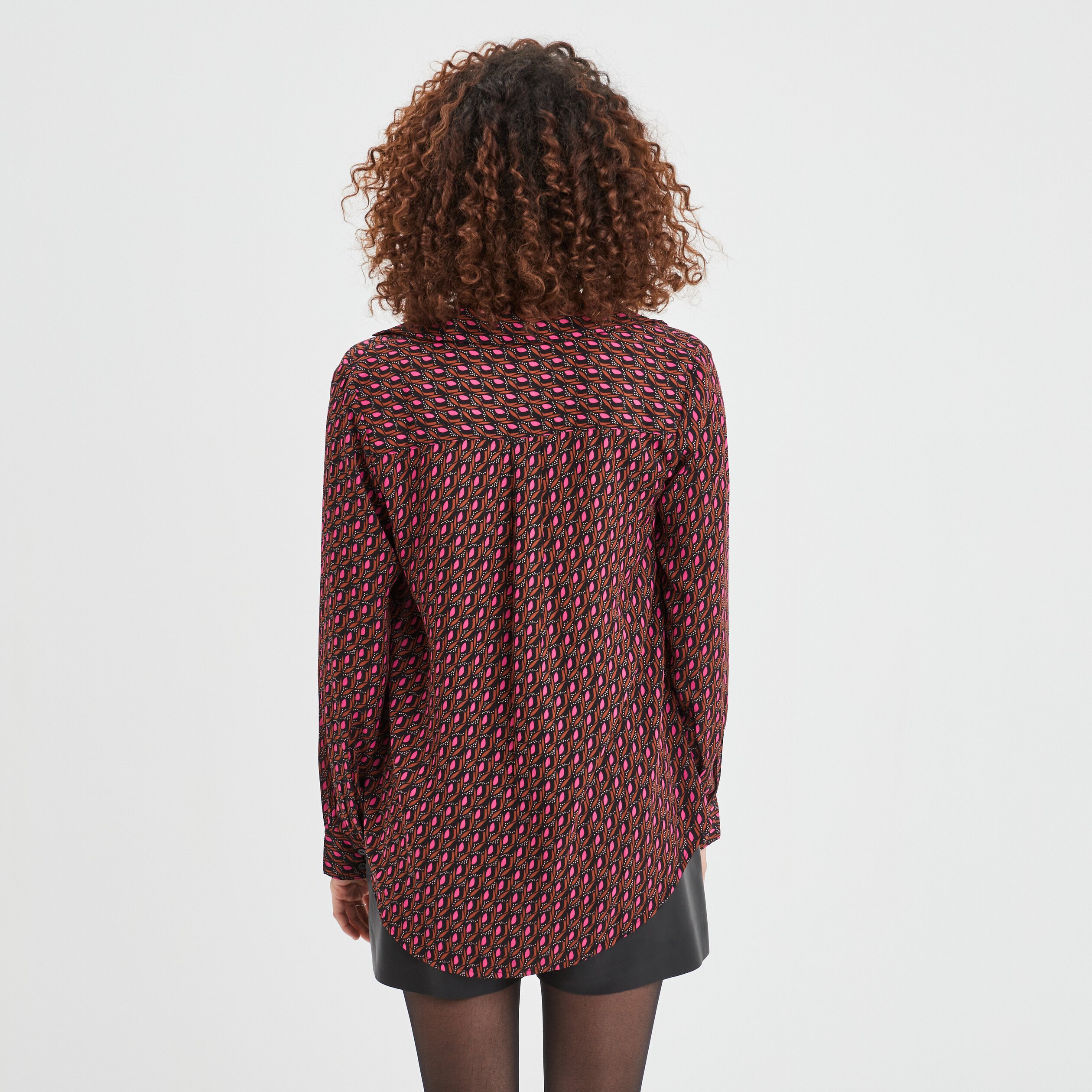 Chemise manches longues en crêpe noir femme | La Halle
