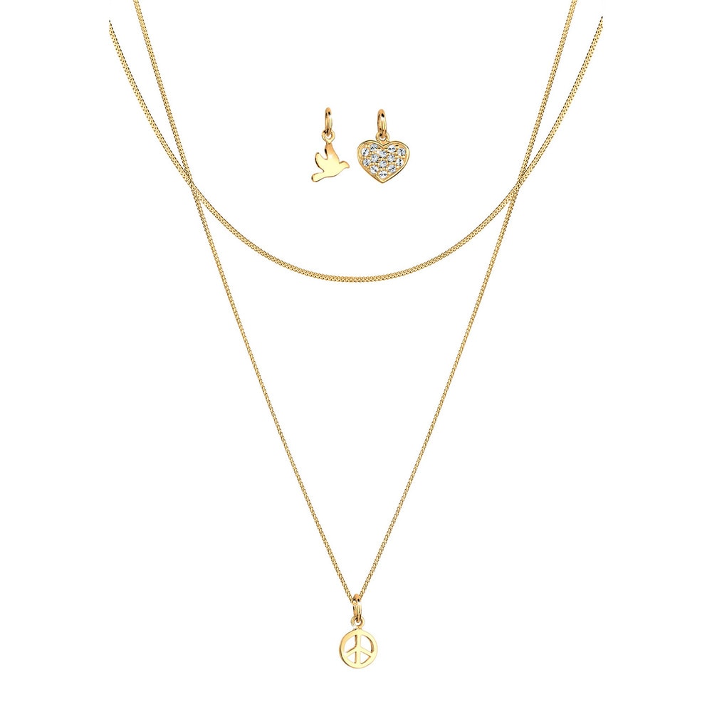 Elli Elli Collier Femme Coeur PigeonPaix Cristal - (925/1000) Argent collier